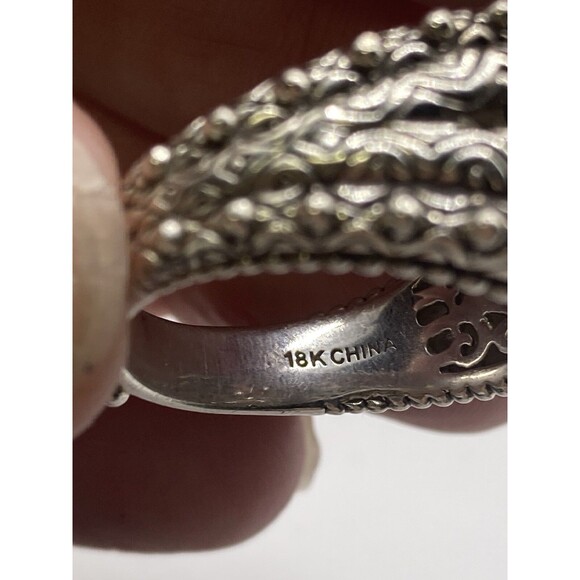 Barbara Bixby Clear/White Topaz Signature Flower .925 18k Ring Size 10 Statement - Picture 3 of 6